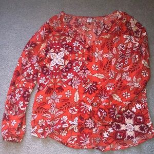 Old Navy Orange Flowery Shirt